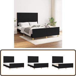 vidaXL Bedframe - Stof - Zwart - 140x200 cm Bed Frame - Tweepersoons Bed - Boxspring - Hoofdeinde - Zwarte Bedbank