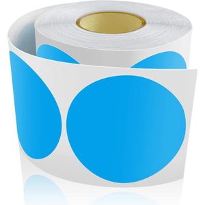 500 stuks blauwe ronde stickers met kleurcodering - 50 mm - etiketten voor markeringspunten op rol