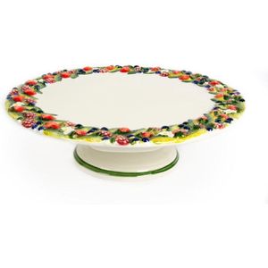 Etagère taartplateau bosvruchten Ø 30 cm wit groen aardwerk | TR18 | Piccobella Italiaans Servies