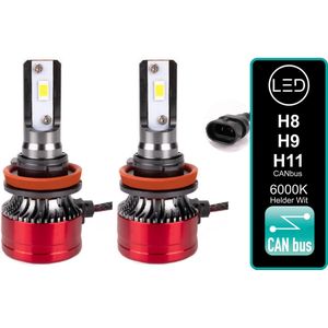(set 2 stuks)  H8 - H9 - H11 LED lampen 28000 Lumen met CANbus EMC CHip CSP 6000k Ultra-bright - Wit 130 Watt Motor / Auto - Motor - Dimlicht - Grootlicht - Koplampen - Autolamp - Lamp - Autolampen - CANbus adapter