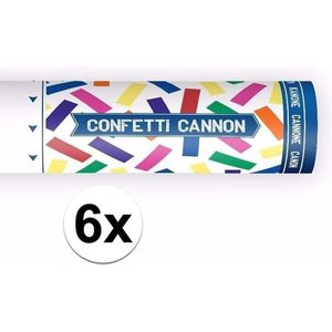 6x Confetti kanon kleuren mix 20 cm - confetti shooter / party popper