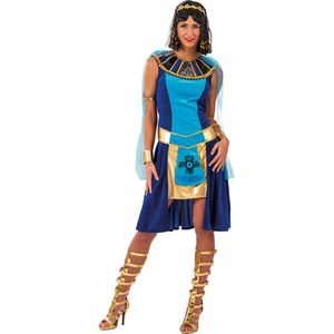 Funny Fashion - Egypte Kostuum - Mayan Queen - Vrouw - Blauw, Goud - Maat 40-42 - Carnavalskleding - Verkleedkleding