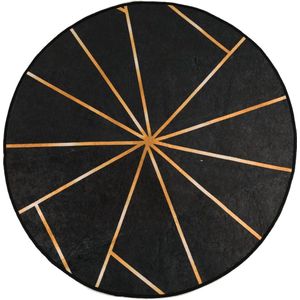 vidaXL-Vloerkleed-wasbaar-anti-slip-Ø-120-cm-zwart-en-goudkleurig
