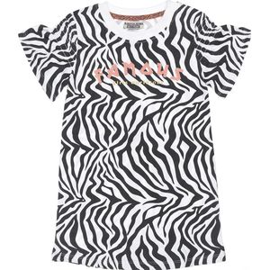 DJ Dutchjeans - Jurkje - Wit - Zebraprint - Famous - Maat 152