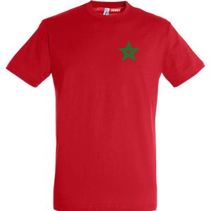 T-shirt Ster Marokko Klein | Rood Marokko Shirt | WK 2022 Voetbal | Morocco Supporter | Rood | maat XXL