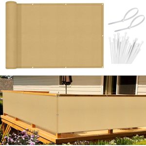 Ibenzoa® Balkon Privacyscherm en Zonnescherm met Wind- en UV-bescherming, 90 x 300 cm, Zandkleur