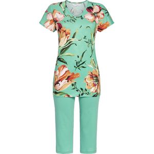 Smaragdgroene pyjama bloemen - Groen - Maat - 48