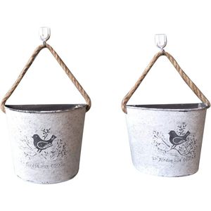 KZQ 2 stuks - hangpot - hangende bloempot - hangpot - smeedijzer - wandhanger - halfrond - geschikt voor boerderijtuin vetplanten