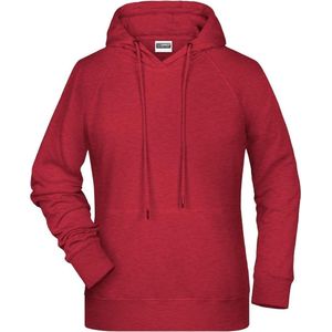 James and Nicholson Dames/dames Raglan Sleeved Hoodie (Karmijnrood Melange)