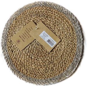 Placemat - onderzetter jute met zilveren rand - diameter 30 cm