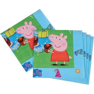 40x Peppa Pig themafeest kinderfeestje servetten 33 x 33 cm - Thema feest servetten - Papieren wegwerpservetten 3-laags
