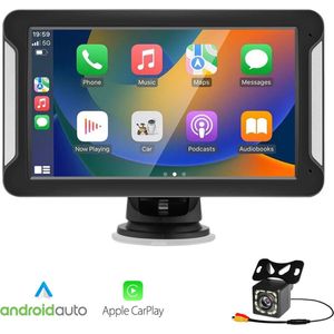 Gearelec Carplay Scherm - Navigatiesysteem Auto met Achteruitrij Camera - Apple & Android Draadloos Bluetooth - 7 Inch