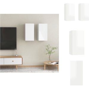 vidaXL Hangend Tv-meubel - Spaanplaat - 30.5 x 30 x 60 cm - Hoogglans wit - Kast