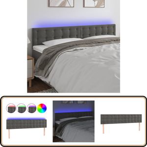 vidaXL LED Hoofdbord 200x78 cm Donkergrijs Hoofdboard - Led Hoofdbord - Velvet Hoofdbord - Grijs Hoofdbord - Hoofdbord Met Led Verlichting