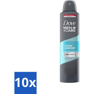 Dove - Deodorant - Men Care Clean Comfort - Comfort en verzorging - 48 uur bescherming - 250 ml - Bulkverpakking - 10 stuks