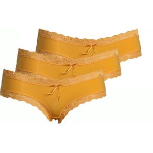J&C dames string / hipster 3-pack kant 1610/1604 - Kanten ondergoed - Kanten ondergoed - Microfiber - L - Geel