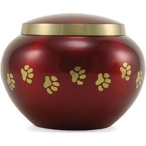 Crimson Odyssey Dieren Urn Rood Crimson in koper met schroefdop en Dierenpoten 1,1 L - Asbeeld Dieren Urn Voor Uw Geliefde Dier - Kat - Hond - Paard - Konijn
