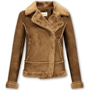 Bikerjack Dames Suede - Lammy Coat - Bruin