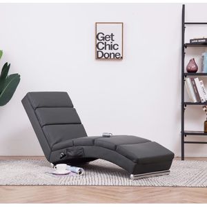 The Living Store Chaise longue - Massage - Verwarming - Grijs - 155 x 51 x 71 cm