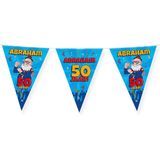 Vlaggenlijn 50 jaar - Abraham - Vlaggetjes - Verjaardag - Versiering - Decoratie - Volwassenen - Heren - Folie - blauw