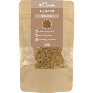 Lijnzaad 100% Puur - 500gram - Lijnzaad Gebroken is Rijk aan Vezels en Omega-3 - Bron van Eiwitten - Flaxseed