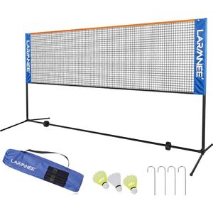 Badmintonnet, volleybalnet, 3 m, 4 m, 5 m tennisnet, in hoogte verstelbaar, set bestaande uit net, 3 x shuttles, stevig ijzeren frame en transporttas voor binnen en buiten