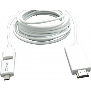 USB Micro naar HDMI MHL kabel - 5-pins + 11-pins (Samsung) / wit - 2,5 meter