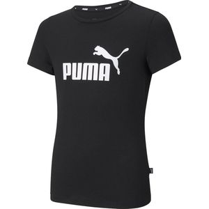 PUMA ESS Logo Tee G Meisjes T-shirt - Zwart - Maat 140