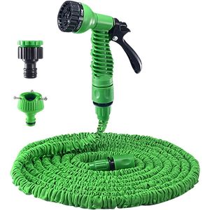 Flexibele rekbare tuinslang - 7,5 m - groen - multifunctioneel