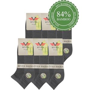 Hoogwaardig Bamboe herensokken | Naadloos Bamboe 84%| Maat 43-46 | 6 paar - Grijs - Maat 43-46 | Mives Socks | Heren sokken