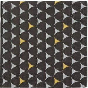 20 Servetten - 3 laags - Driehoek Patroon - Zwart / Grijs / Goud