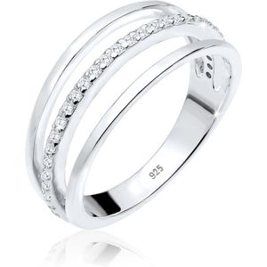 Elli Dames Ring dames lagen met cubic zirconia kristallen in 925 sterling zilver