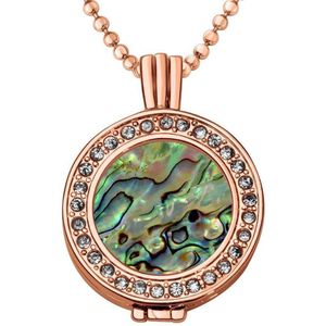 Quiges - Munthouder met Ketting en Munt 25mm Schelp Multi Groen - Rose Goudkleurig met Zirkonia - EPRHZ1850