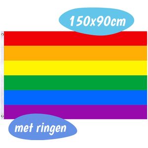Pride Vlag - 150x90 CM - Regenboog - LGBTQ+ - Met Ringen