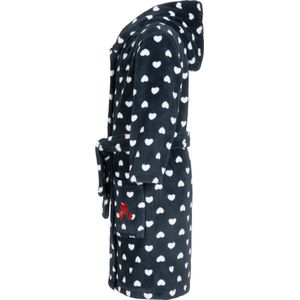 Playshoes - Fleece badjas voor meisjes - Hartjes - Marineblauw - maat 158-164cm (13-14 jaar)