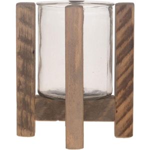Kandelaars - candle holder | natural | hout | 17x21 cm - - 17x21x