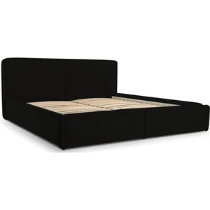 InspireME - Bed 04 - Tweepersoonsbed met Fluwelen Bekleding - 160x200 cm - Verstelbaar en Comfortabel - Pastelkleuren - Zwart (Poso 135)