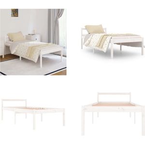 vidaXL Bedframe massief grenenhout wit 90x190 cm 3FT single - Bedframe - Bedframes - Seniorenbed - Bed