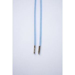 Schoenveters rond - fijn uni licht blauw - 120cm met zilveren nestels veters rond veters voor wandelschoenen, werkschoenen en meer