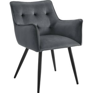 Rootz Velvet Eetkamerstoel - Elegante stoel - Stijlvolle zitting - Comfort van schuim met hoge dichtheid - Duurzaam metalen frame - Ergonomisch ontwerp - 57 cm x 80 cm x 57 cm
