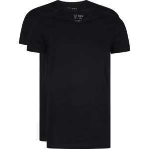 RJ Bodywear Everyday - Gouda - 2-pack - T-shirt V-hals smal - zwart -  Maat S