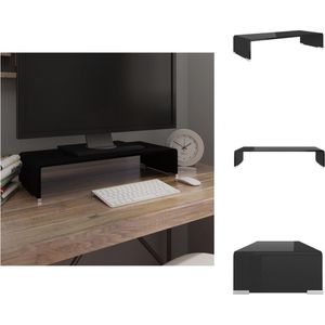 vidaXL TV-meubel Glas - Verhoger voor Monitor Laptop - Ruimte voor DVD-speler en Spelcomputer - Zwart 60x25x11cm - Kast