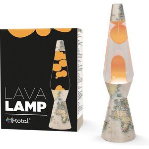 i-Total Lavalamp - Lava Lamp - Sfeerlamp - 40x11 cm - Glas/Aluminium - 30W - Oude Kaart - XL1776