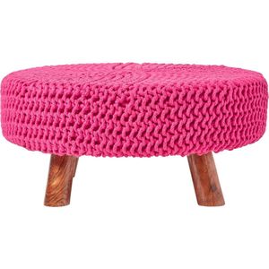 Homescapes Gebreide Voetenbank 30cm Hoog, Roze