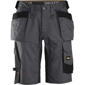 Snickers 6151 AllroundWork, Stretch Loose fit Korte Werkbroek met Holsterzakken - Staal-grijs/Zwart - 54