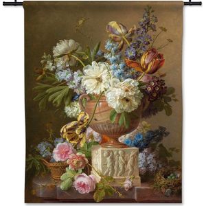 Wandkleed Bloemstilleven met albasten vaas - Gerard van Spaendonck - 90x115 cm