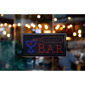 Led bord BAR - Led bord - Led - Verlichting - Open - Led sign - Neon sign - Led lamp - Ledbord - Led verlichting - Decoratie - 50 x 25 cm