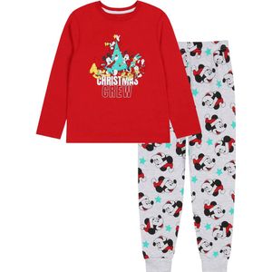 Disney Mickey Mouse & Friends - Kerstpyjama voor kinderen, rood en grijs, OEKO-TEX / 128
