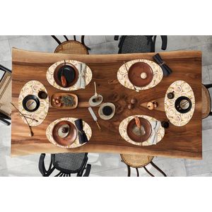 Placemats ovaal - Onderleggers - Ovale placemats - Marmer print - Goud - Rozen - Patronen - 6 stuks