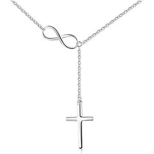 Lumici® | Heilige Infinity Ketting - Holy Infinity Necklace - Kruis - God - Geloof - Gelovig - Jezus Christus - Oneindig - De Heer - The Lord - Jezus - Cadeau Voor Vrouwen - Moederdag Cadeau - Valentijn - Liefde - Verrassing - Goud & Zilver